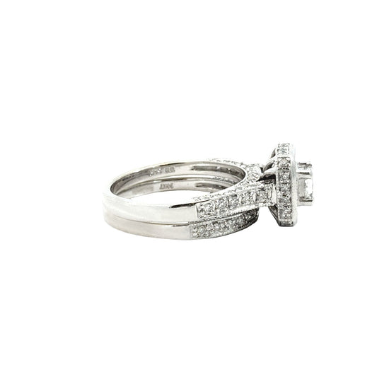 14k White Gold Princess-Cut with Halo 1.31cttw Diamond Engagement Ring Set5