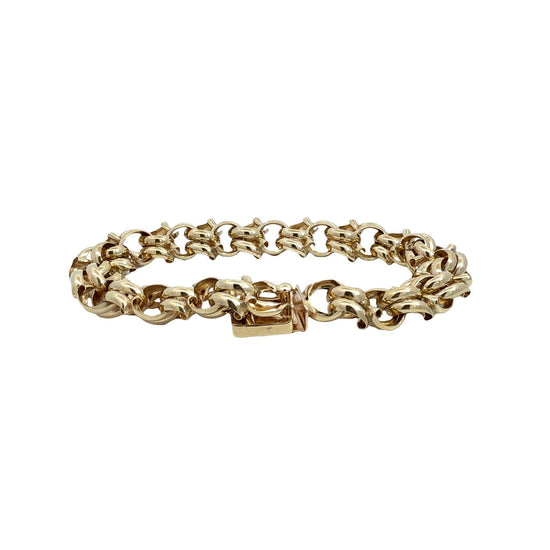 14k Yellow Gold Stamped Chunky Double Interlocking Link Chain Bracelet 7.5"3