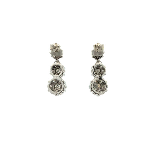 14k White Gold and 1.89ctw Diamond Tiered Floral Drop Earrings3