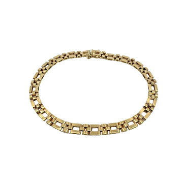 14k Yellow Gold Men's Interlocking Link Chain Bracelet0