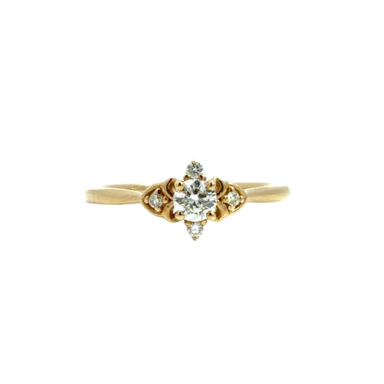 14k Yellow Gold Ornate Compass 0.24cttw Diamond Engagement Ring Size 70