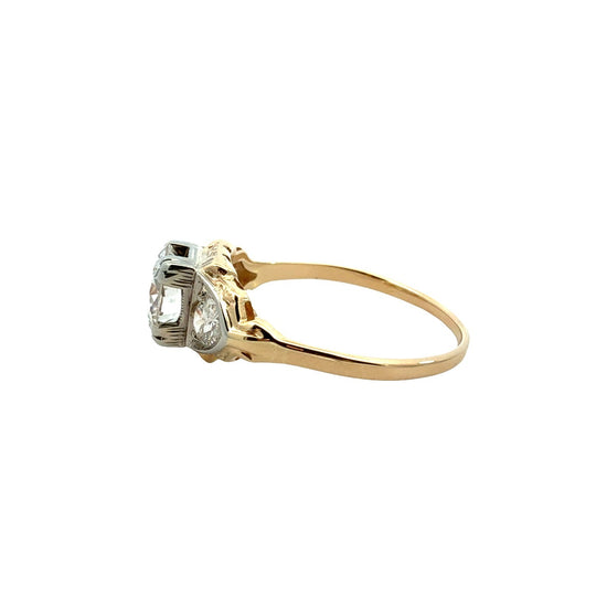 Vintage 14k Two-Tone Gold 1.32cttw Euro-Cut Diamond Three Stone Engagement Ring5
