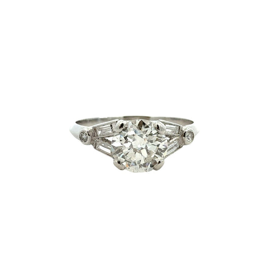 Vintage Platinum 1.46cttw Diamond Split Shank Euro-Cut Engagement Ring1