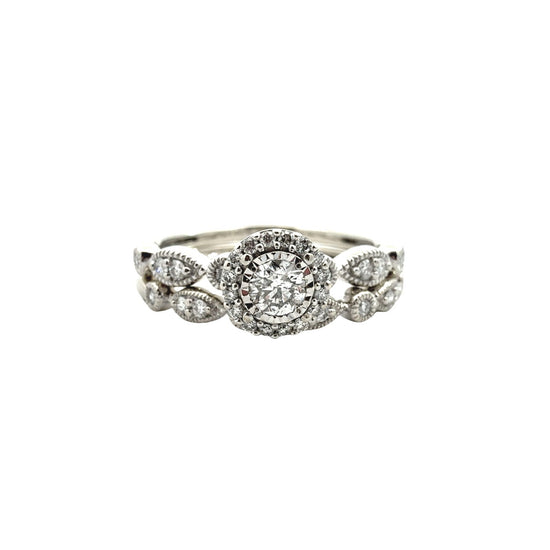 Vintage 10k White Gold 0.50cttw Diamond Wedding Set2