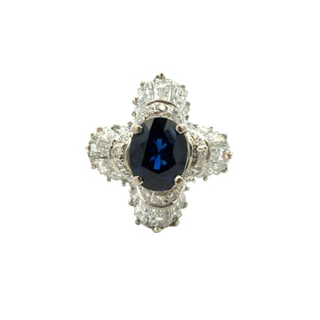 Vintage Gold & Platinum 1.82cttw Sapphire & 1.74cttw Diamond Ballerina Ring0