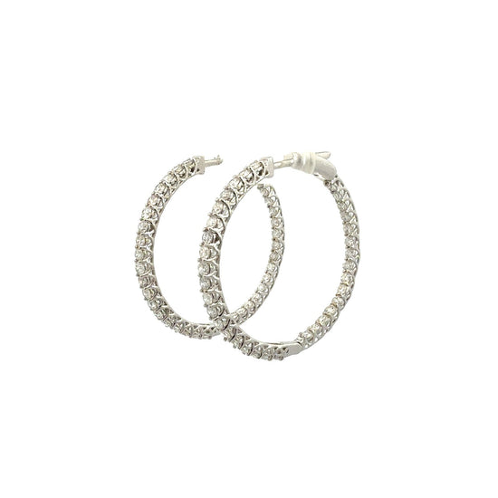 14k White Gold and 3.23cttw Diamond Inside-Out Hoop Earrings1