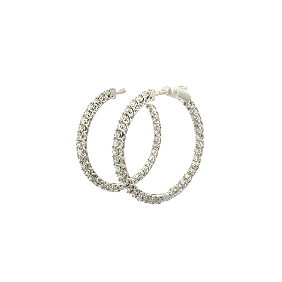 14k White Gold and 3.23cttw Diamond Inside-Out Hoop Earrings1