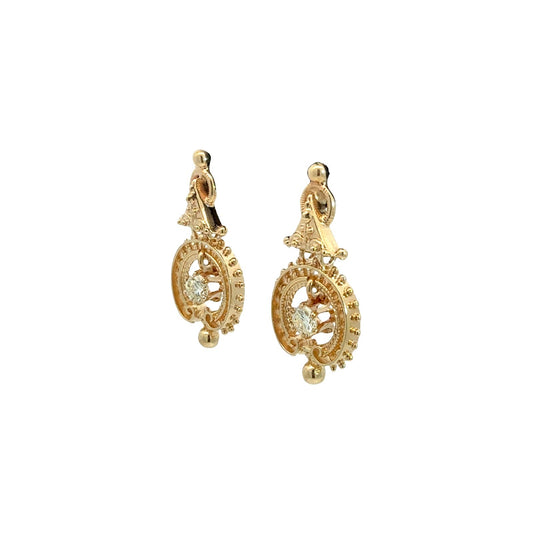 Vintage 14k Yellow Gold Stamped 0.30cttw Diamond Drop Earrings1