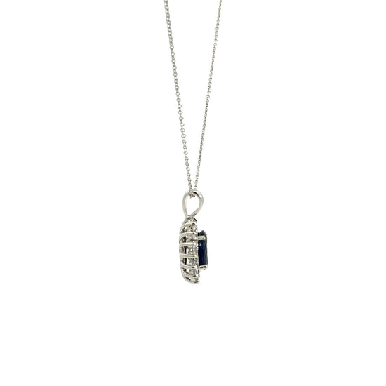 Effy 14k White Gold 1.88tcw Sapphire & 0.44cttw Diamond Halo Pendant & Necklace2