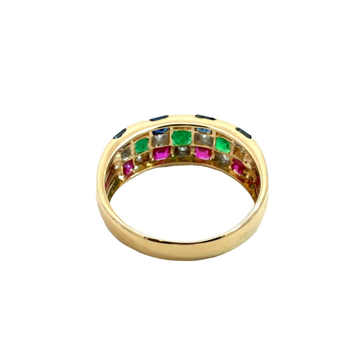 Le Vian 18k Yellow Gold Sapphire Ruby Emerald and Diamond Checkerboard Ring4
