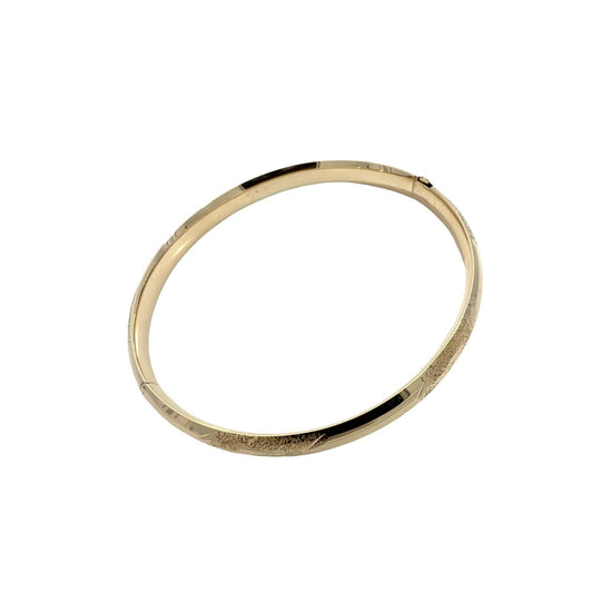 14k Yellow Gold Textured Hinged Bangle Bracelet1