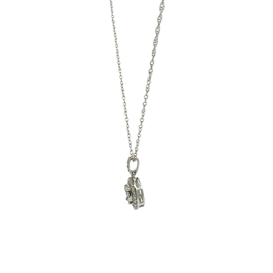14k White Gold 0.52cttw Diamond Cluster Halo Pendant Necklace3