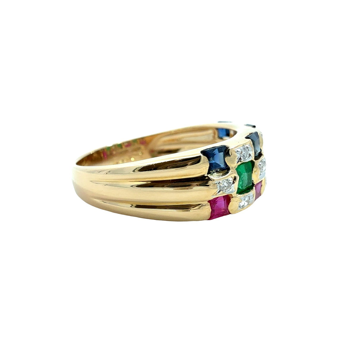 Le Vian 18k Yellow Gold Sapphire Ruby Emerald and Diamond Checkerboard Ring5