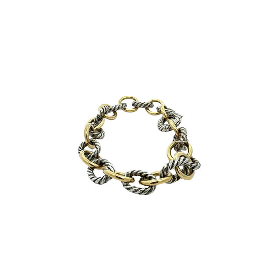 David Yurman Sterling Silver and 18k Yellow Gold Alternating Link Chain Bracelet2
