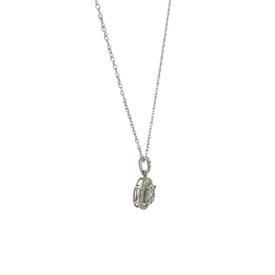 14k White Gold 0.52cttw Diamond Cluster Halo Pendant Necklace5