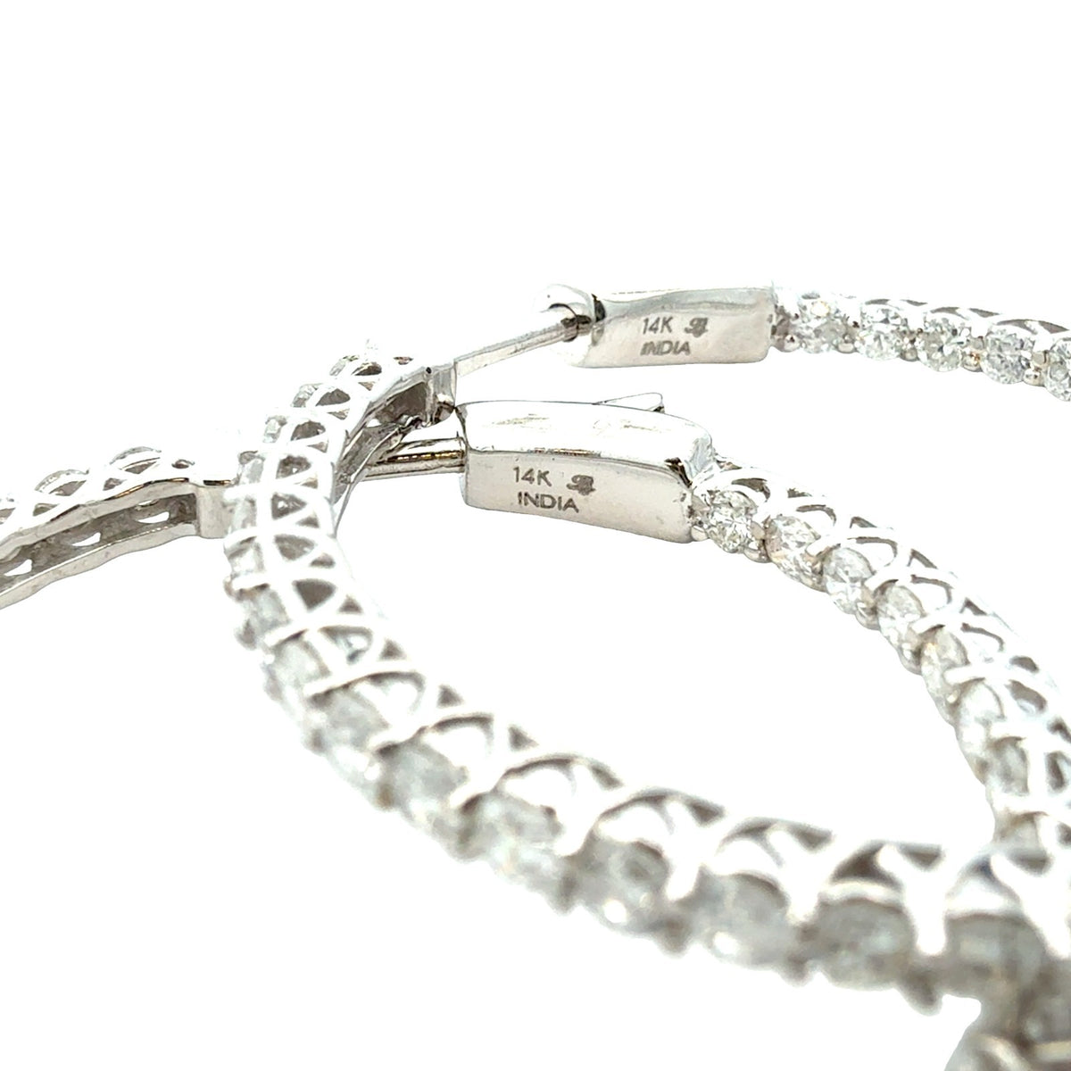 14k White Gold and 3.23cttw Diamond Inside-Out Hoop Earrings3