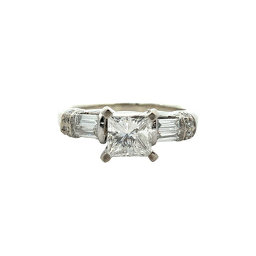 14k White Gold 0.90ctw Princess Cut Diamond Engagement Ring Size 70