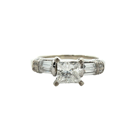 14k White Gold 0.90ctw Princess Cut Diamond Engagement Ring Size 70