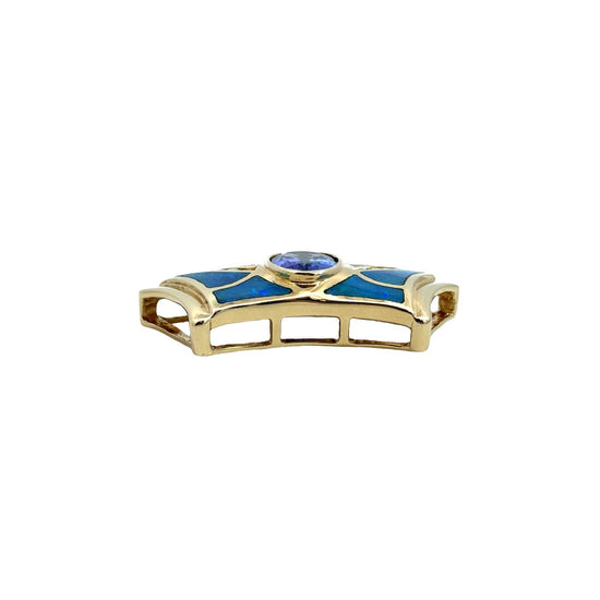 14k Yellow Gold 1.22tcw Tanzanite 0.13cttw Diamond & Opal Inlay Slider Pendant3