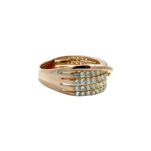 18k Rose Gold 1.47cttw Pave Diamond Crossover Band Ring Size 71