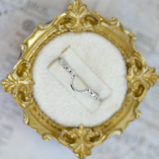 14k White Gold 0.12cttw Diamond Contour Wedding Band Ring0