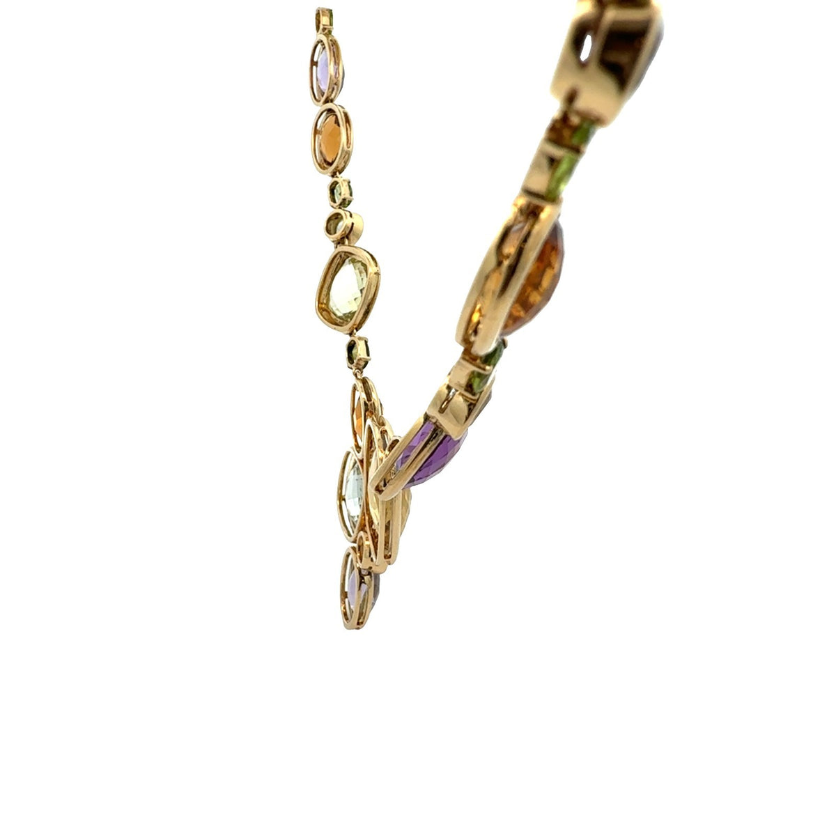 18k Yellow Gold Multi-Stone Bezel Statement Necklace2