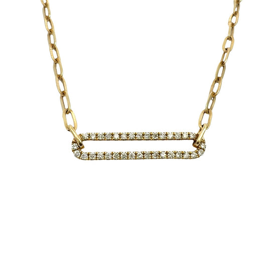 14k Yellow Gold & 0.26cttw Diamond Open Link Paperclip Chain Necklace 18"1