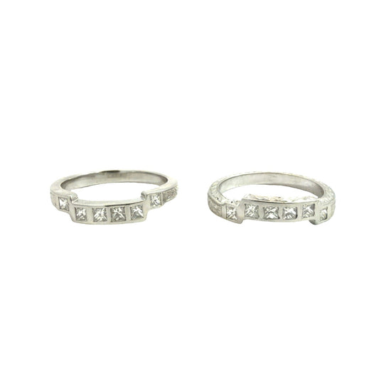 Platinum Bezel Set Princess Cut 0.48cttw Diamond Bands Size 5.52
