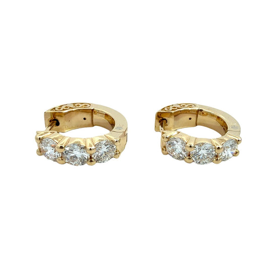 14k Yellow Gold and 1.50cttw Lab-Grown Diamond Huggie Hoop Earrings1