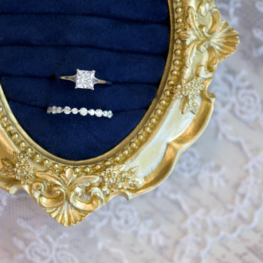 14k White Gold Princess-Cut 2.04cttw Diamond Bridal Set0
