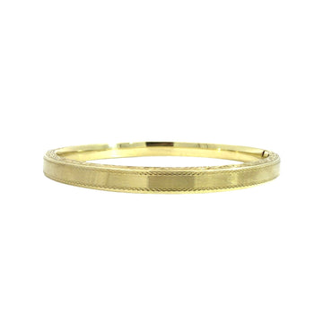 Vintage 14k Yellow Gold Etched and Milgrain Hinged Bangle 7"0