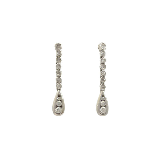 10k White Gold 0.48cttw Diamond Teardrop Dangle Earrings0