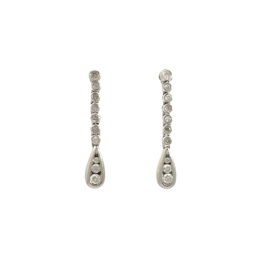 10k White Gold 0.48cttw Diamond Teardrop Dangle Earrings0