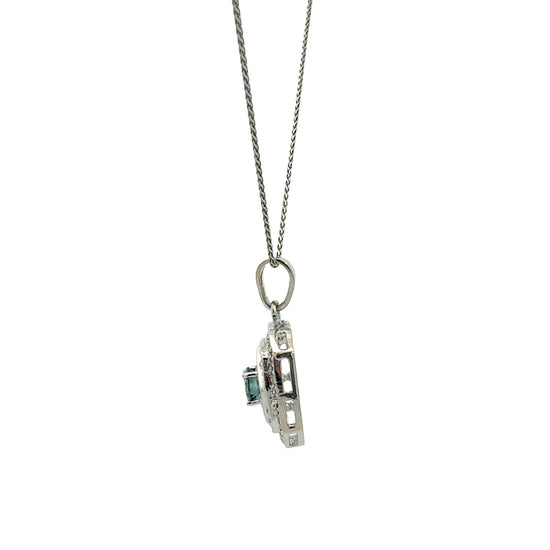 Vintage 14k White Gold 0.31tcw Blue Diamond Geometric Pendant Necklace4