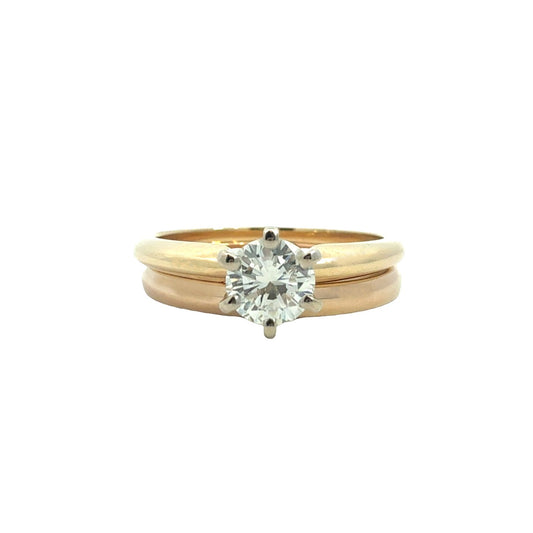 14k Yellow Gold with 0.48tcw Round Diamond Solitaire Bridal Set Size 60