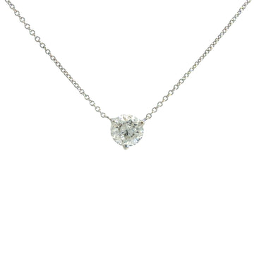 14k White Gold 0.80tcw Diamond Solitaire Pendant Necklace0