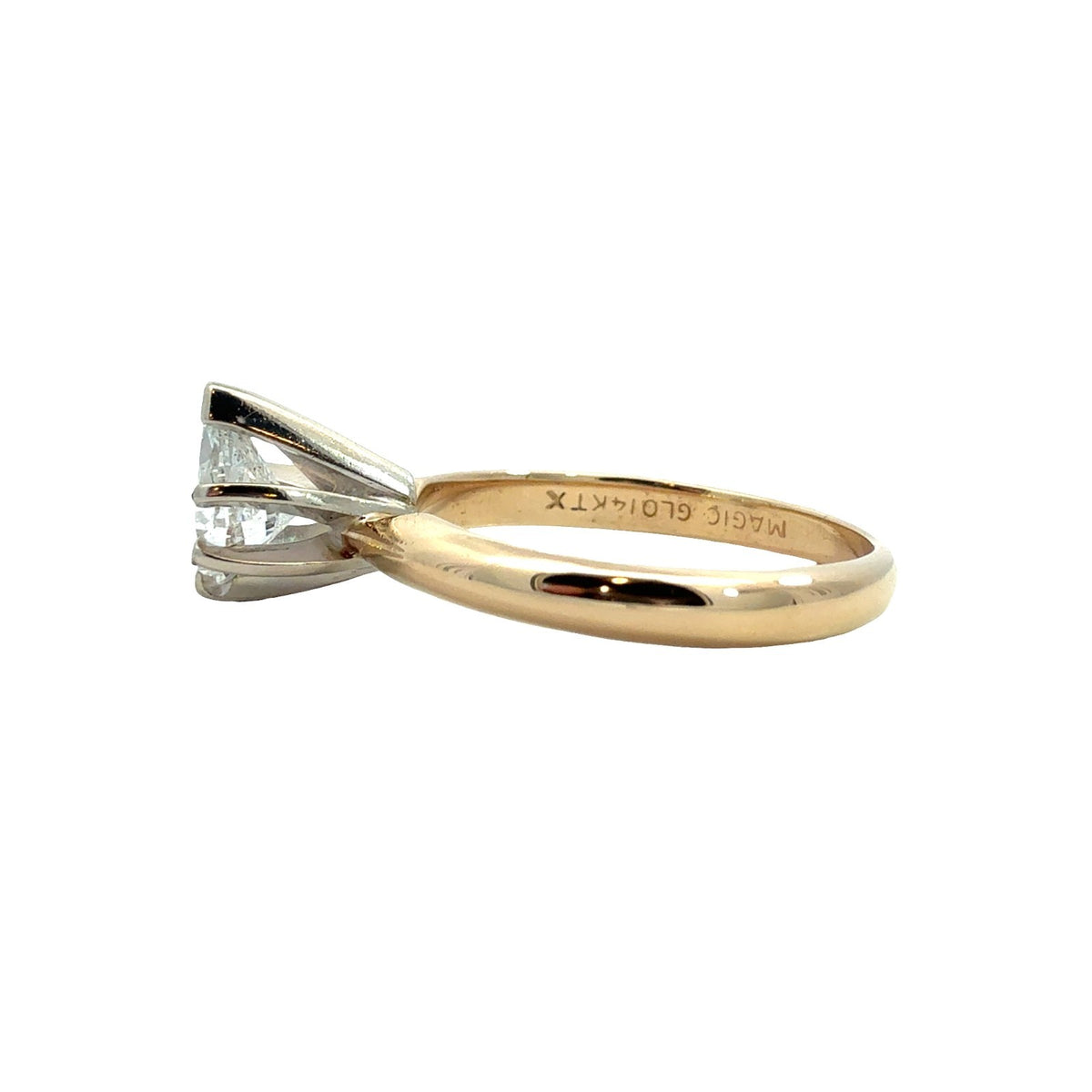 14k Multi-Tone Gold 0.36ctw Pear Cut Solitaire Diamond Engagement Ring Size 5.254