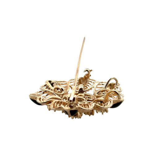 Vintage 14k Yellow Gold 1.24cttw Diamond and Enamel Floral Cluster Pin/Pendant1