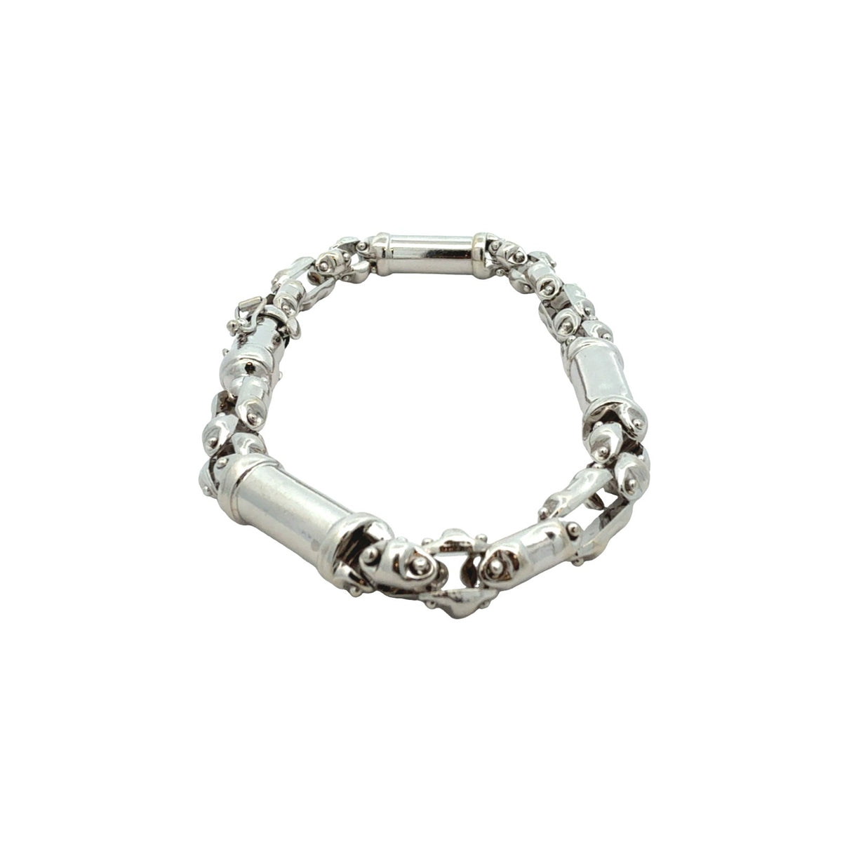 Vior Italy 14k White Gold Barrel Link Chain Bracelet5