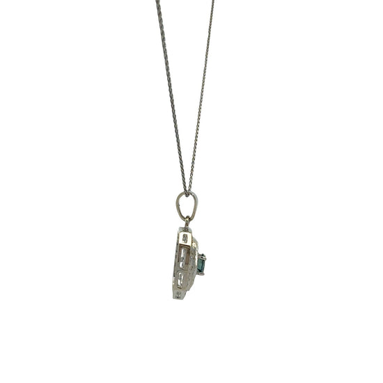 Vintage 14k White Gold 0.31tcw Blue Diamond Geometric Pendant Necklace2
