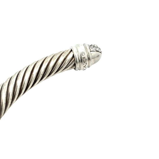 David Yurman Sterling Silver Pavé Diamond Cable Cuff Bracelet8