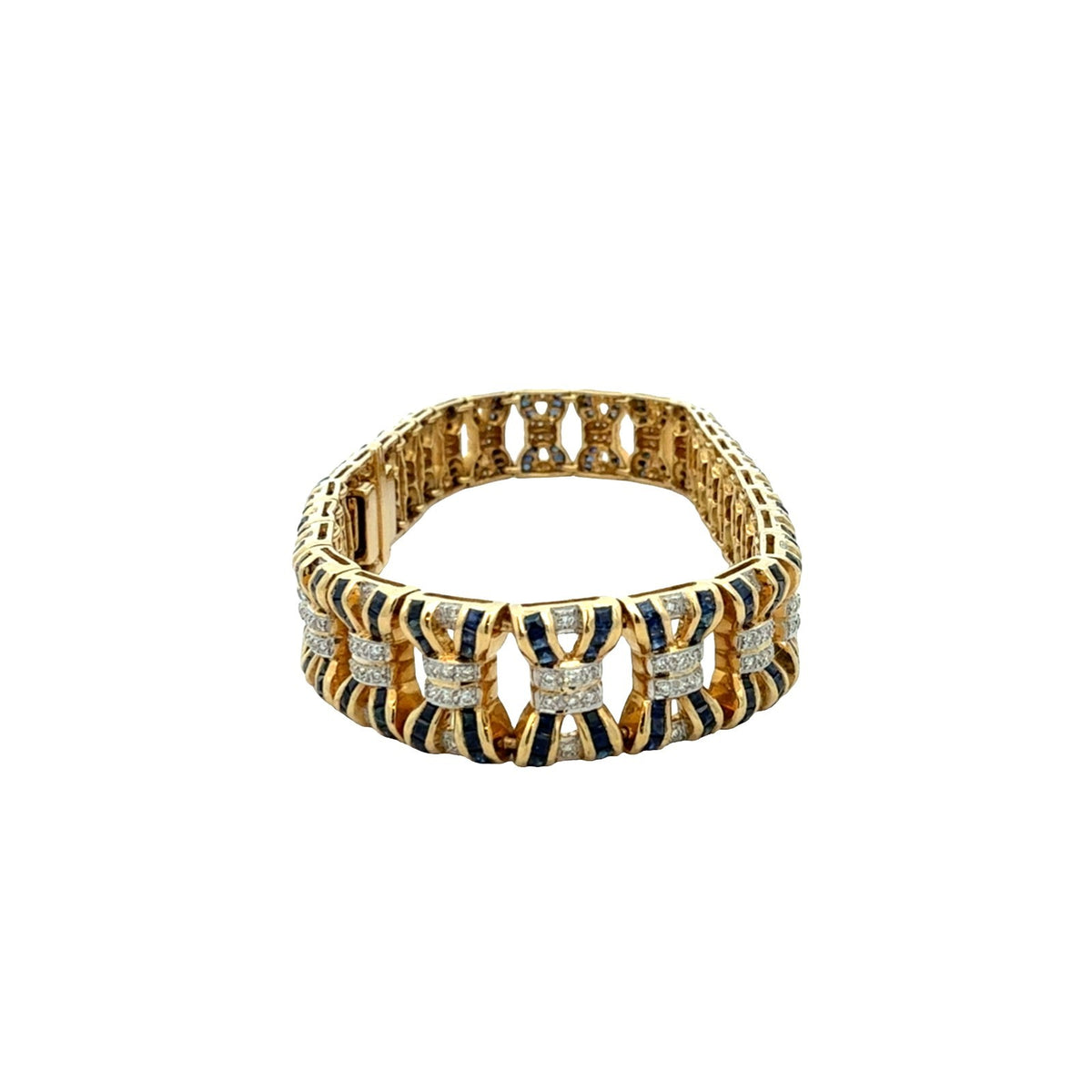 LeVian 18k Yellow Gold 6.72cttw Sapphire and 1.68cttw Diamond Chain Bracelet3