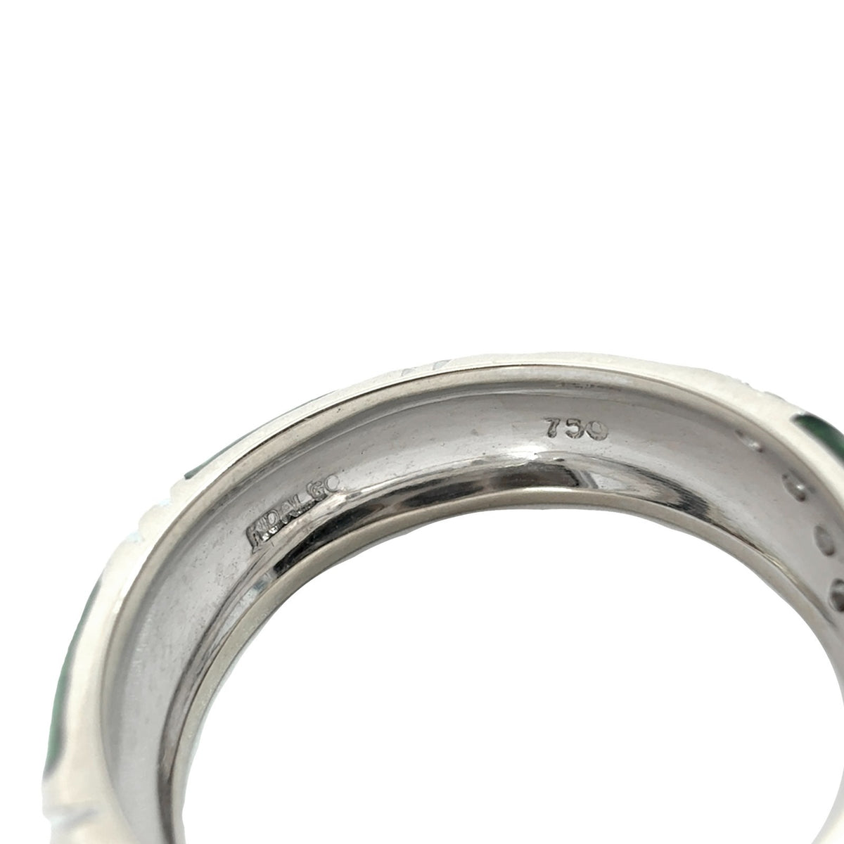 Hidalgo 18k White Gold Green Enamel and 0.24cttw Diamond Band Ring5