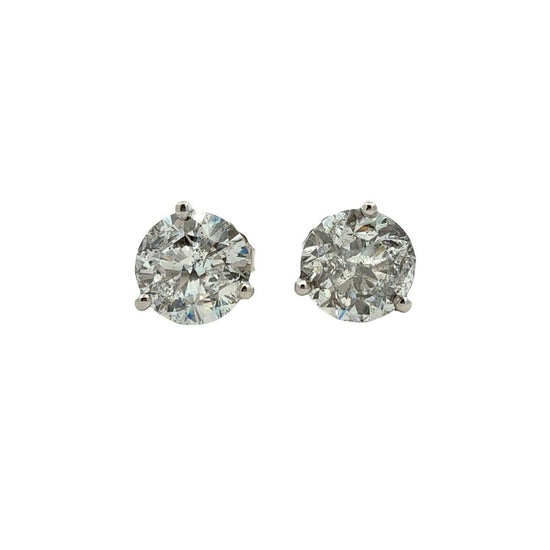 14k White Gold Round Brilliant 2.40cttw Diamond Stud Earrings0