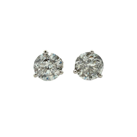 14k White Gold Round Brilliant 2.40cttw Diamond Stud Earrings0