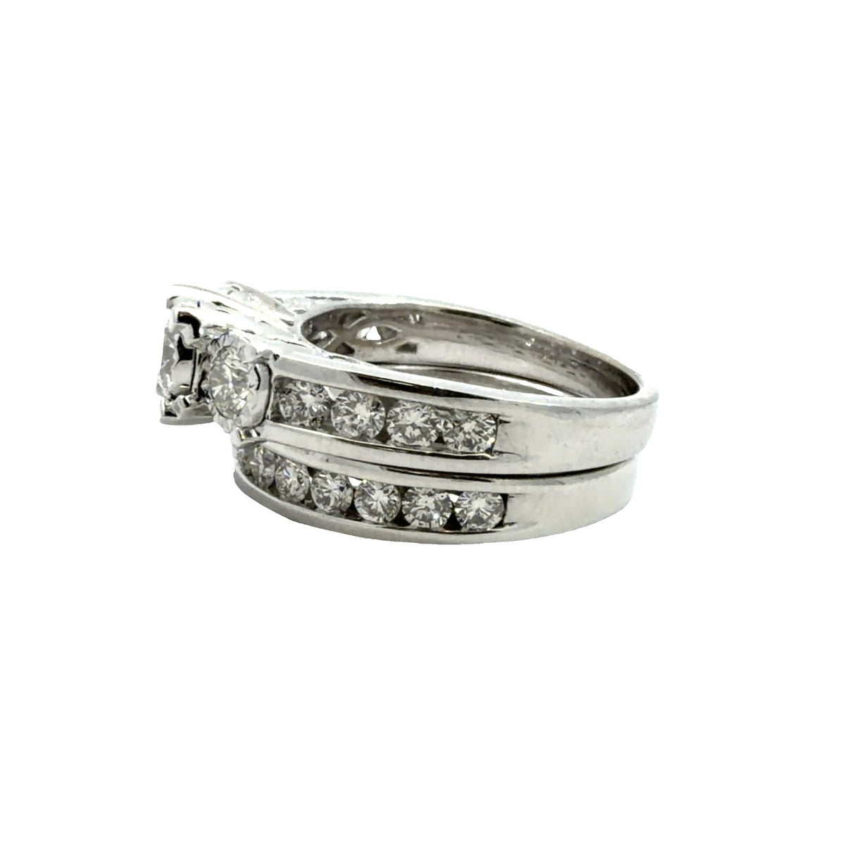 14k White Gold 1.96ctw MultiStone Diamond Wedding Set Size 74
