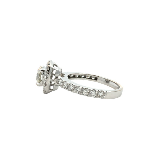 18k White Gold 0.81tcw (1.72cttw) Round-Cut Diamond Cushion Halo Engagement Ring3