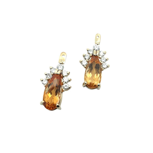 13k Yellow Gold 6.04cttw Yellow Topaz and 0.81cttw Diamond Earring Jackets1