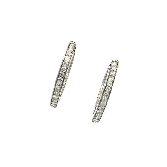 14k White Gold Round Brilliant 1.05cttw Diamond Hoop Earrings1