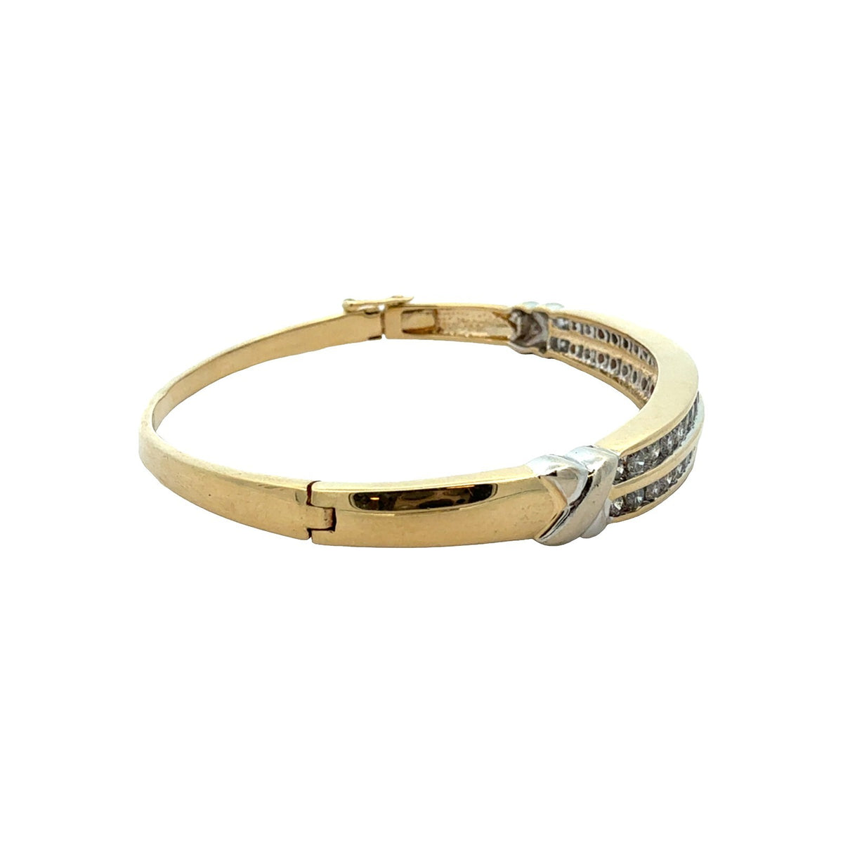 14k Yellow Gold 1.71cttw Diamond Double Row Hinged Bangle Bracelet3